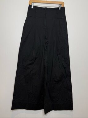 Ann Taylor Cotton Blend Wide Leg Trouser Pants Black Size 4 NWT
